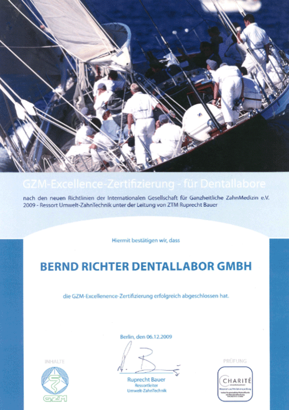 Zertifikat der internationalen Gesellschaft für Ganzheitliche ZahnMedizin e.V.